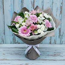 Букет цветов из:  Герберы, Альстромерии и Хризантемы #REPLACE_PRED# Тээли