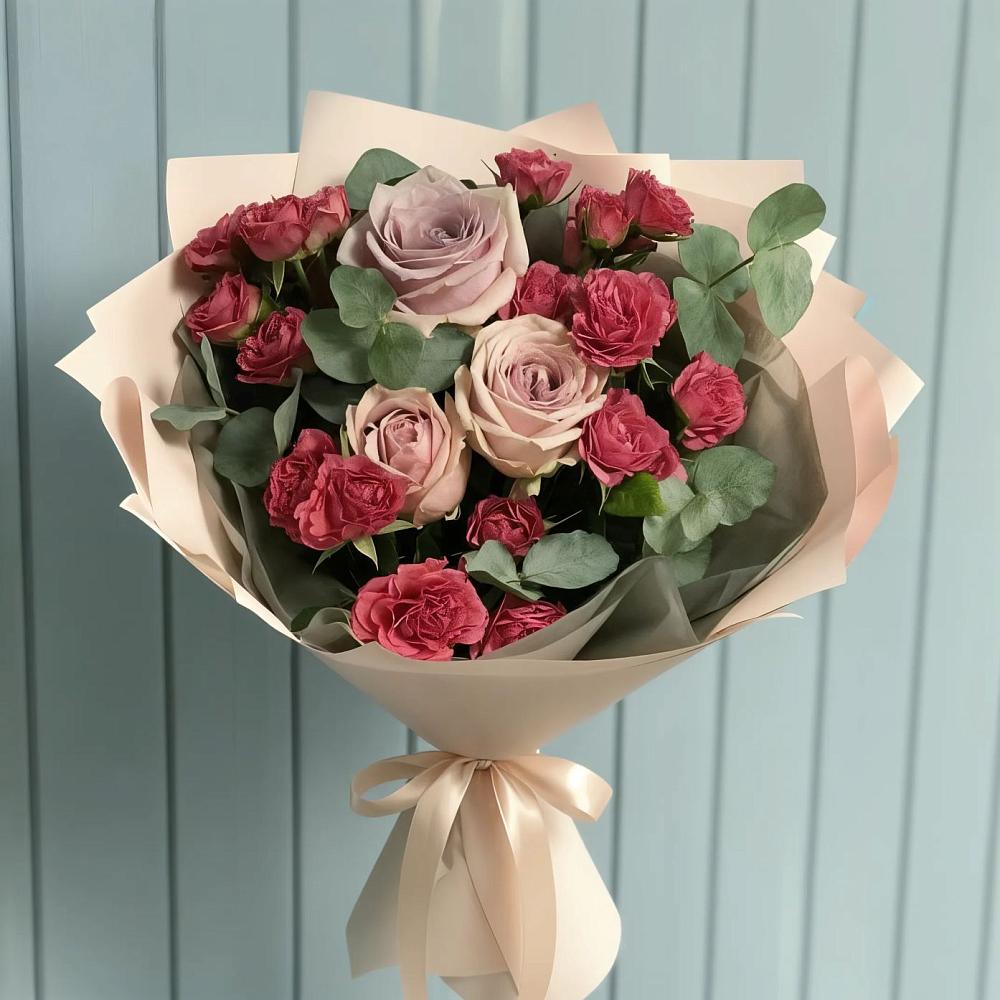 Букет цветов из: Гвоздики и Розы в Тээли