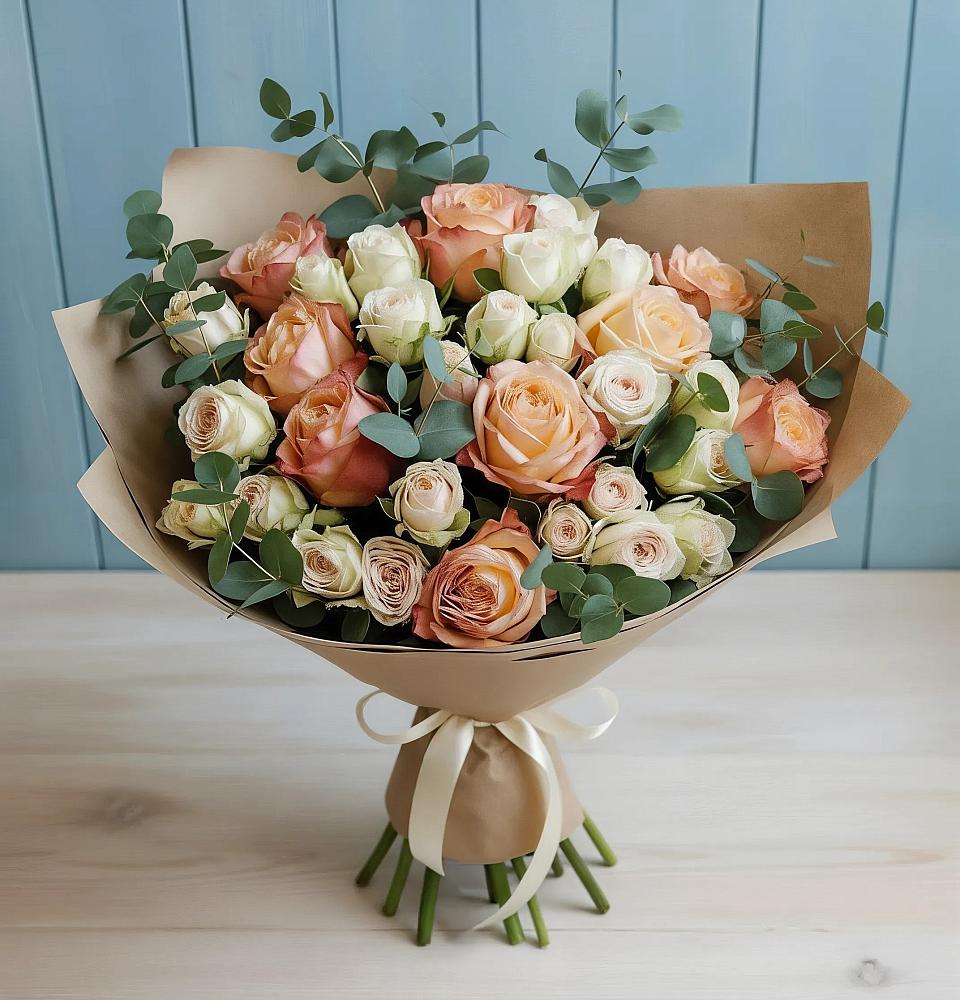 Букет цветов из: Альстромерии и Розы в Тээли