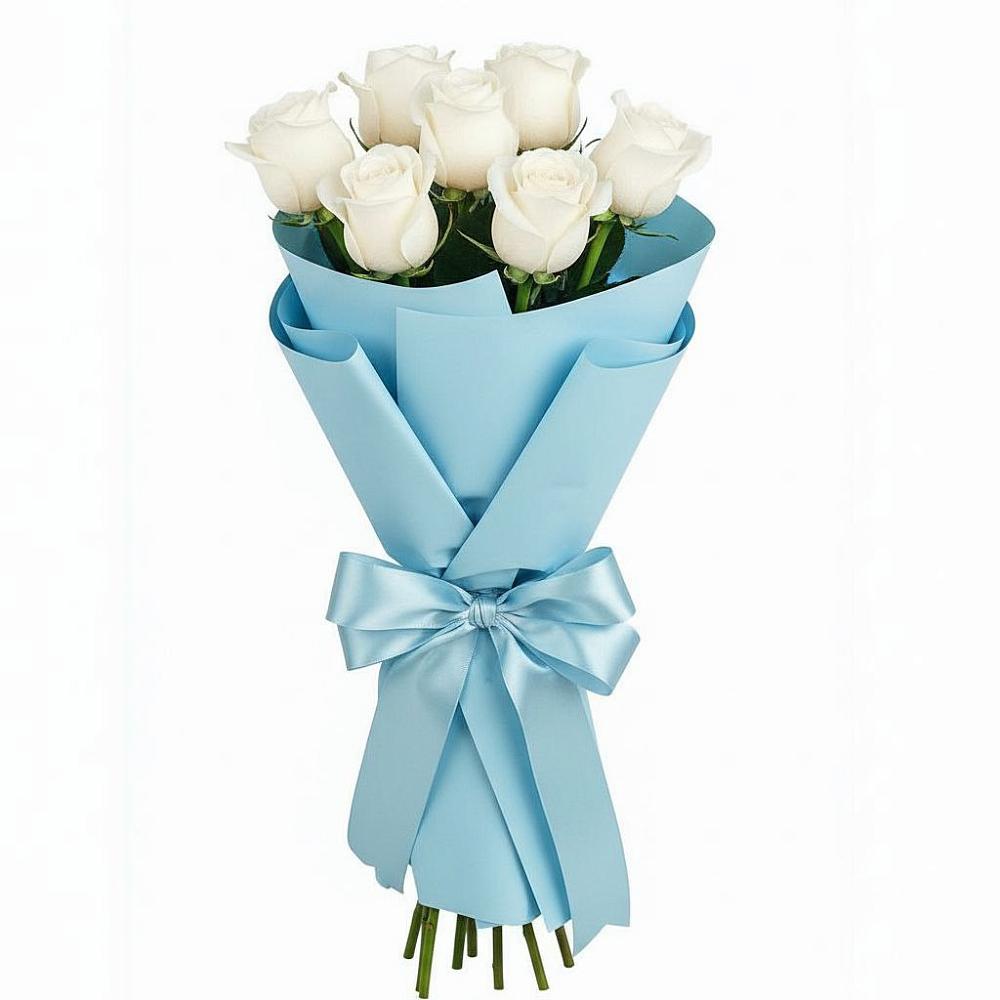Букет 7 белых роз Проуд в Тээли