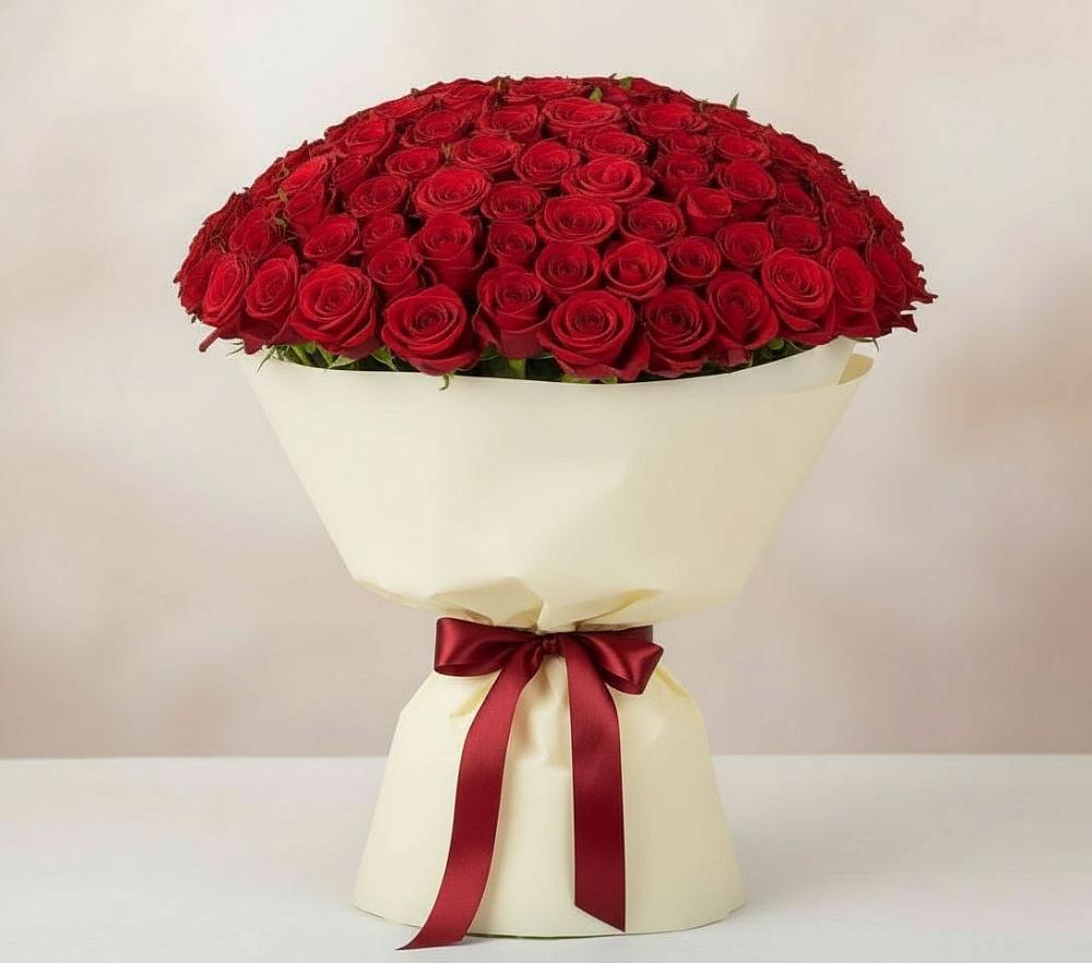 Букет 101 Красная роза Милано в Тээли