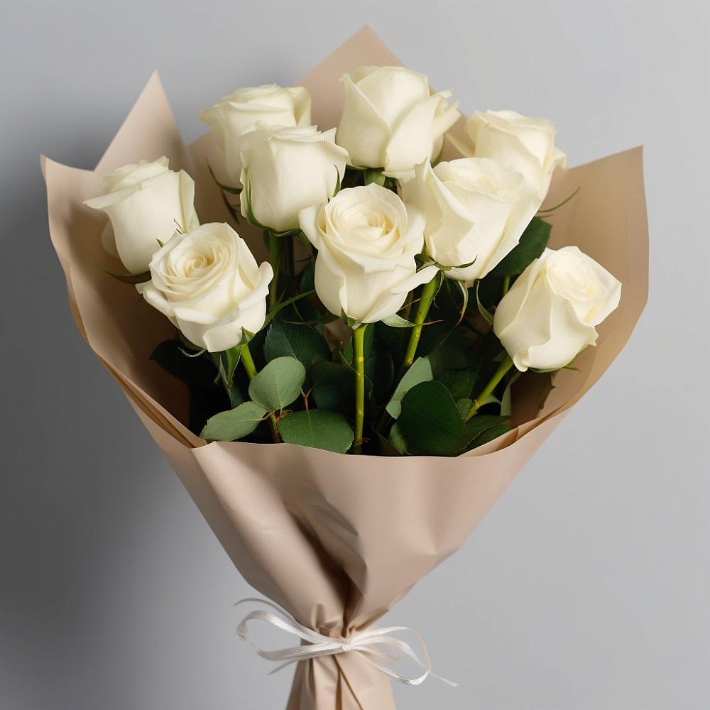 Букет 9 Белых роз Эдлесс Лав в Тээли