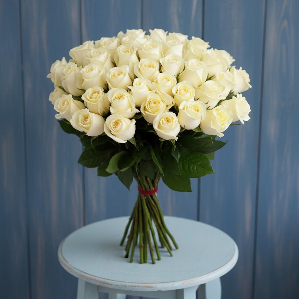 Букет 51 Белая роза Эдлесс Лав в Тээли
