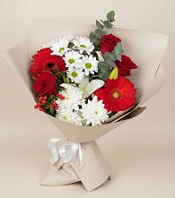 Букет цветов из:  Розы, Хризантемы, Герберы и Лилии в Тээли