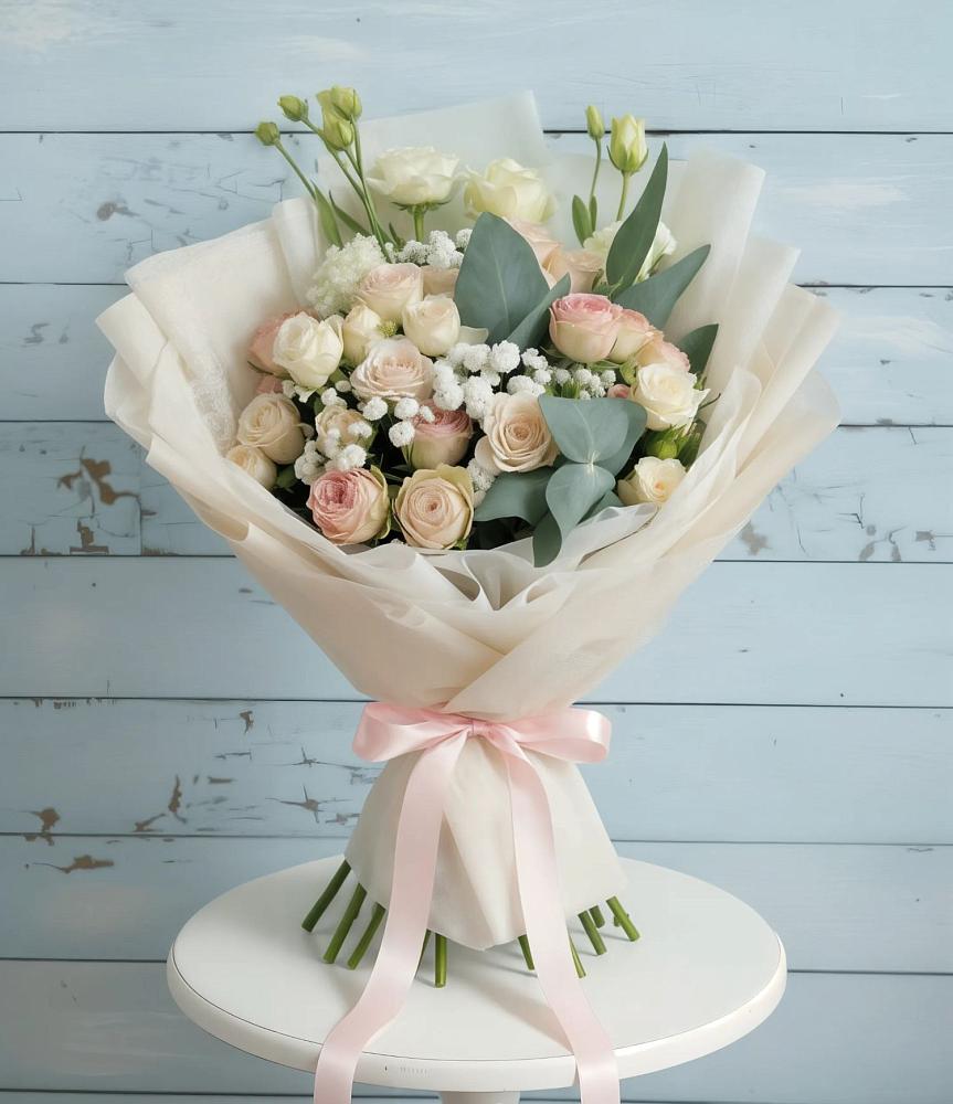 Букет цветов из: Розы и Лизиантусы в Тээли