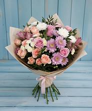 Букет цветов из:  Хризантемы, Розы и Альстромерии в Тээли