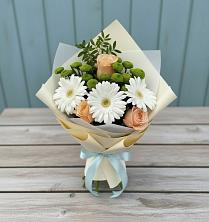 Букет цветов из:  Герберы, Розы и Хризантемы в Тээли