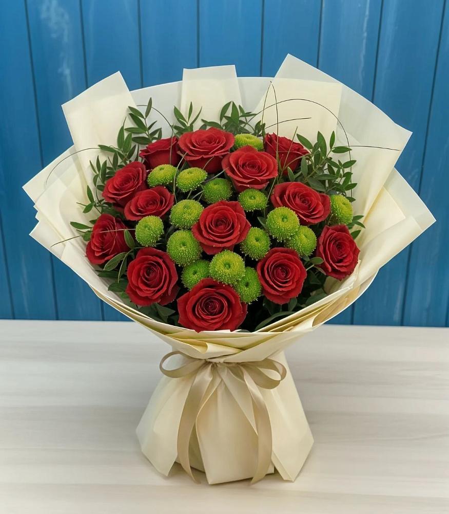 Букет цветов из: Розы и Хризантемы в Тээли